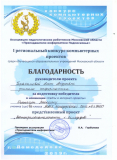 Благодарность за победителя Регионального конкурса
